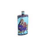 A late 20th century Indo-Persian guilloche enamel hip flask