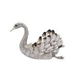 A late 20th century Italian sterling silver swan jardiniere / centrepiece, Milan circa 1975 by Bucce