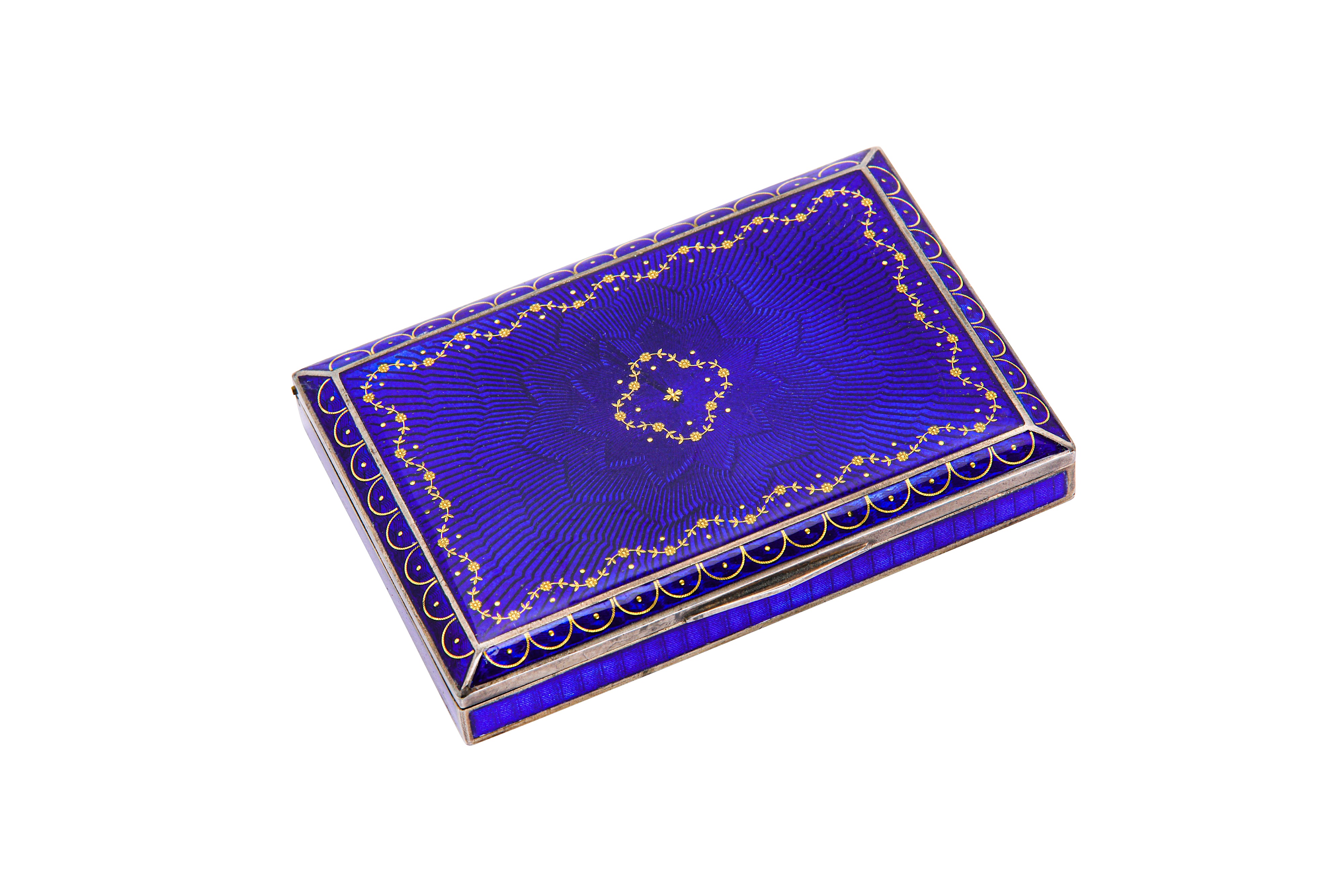 An early 20th century Austrian 900 standard silver and guilloche enamel cigarette case, Vienna circa - Image 6 of 6