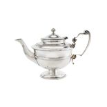 A late Victorian sterling silver travelling bachelor’s teapot, Sheffield 1899 by James Dixon & Sons