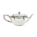 A late 19th / early 20th century American sterling silver and enamel bachelor teapot, Massachusetts,