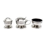 A George V sterling silver three-piece cruet, Birmingham 1913 by Liberty & Co