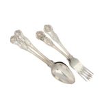 Bishop - A Victorian sterling silver pair of table spoons and table forks, London 1850/51/52 by Hayn