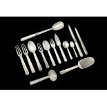 A mid-20th century French Art Deco 950 standard silver table service of flatware / canteen, post-194