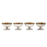 A matched set of four sterling silver salts, three London 1882 by Francis Boone Thomas