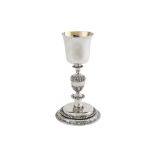 A Louis XV French silver chalice, Paris 1739 makers mark obscured, AD (?)