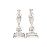 A pair of late 19th/early 20th century Austrian 800 standard silver candlesticks, Vienna 1872-1922,