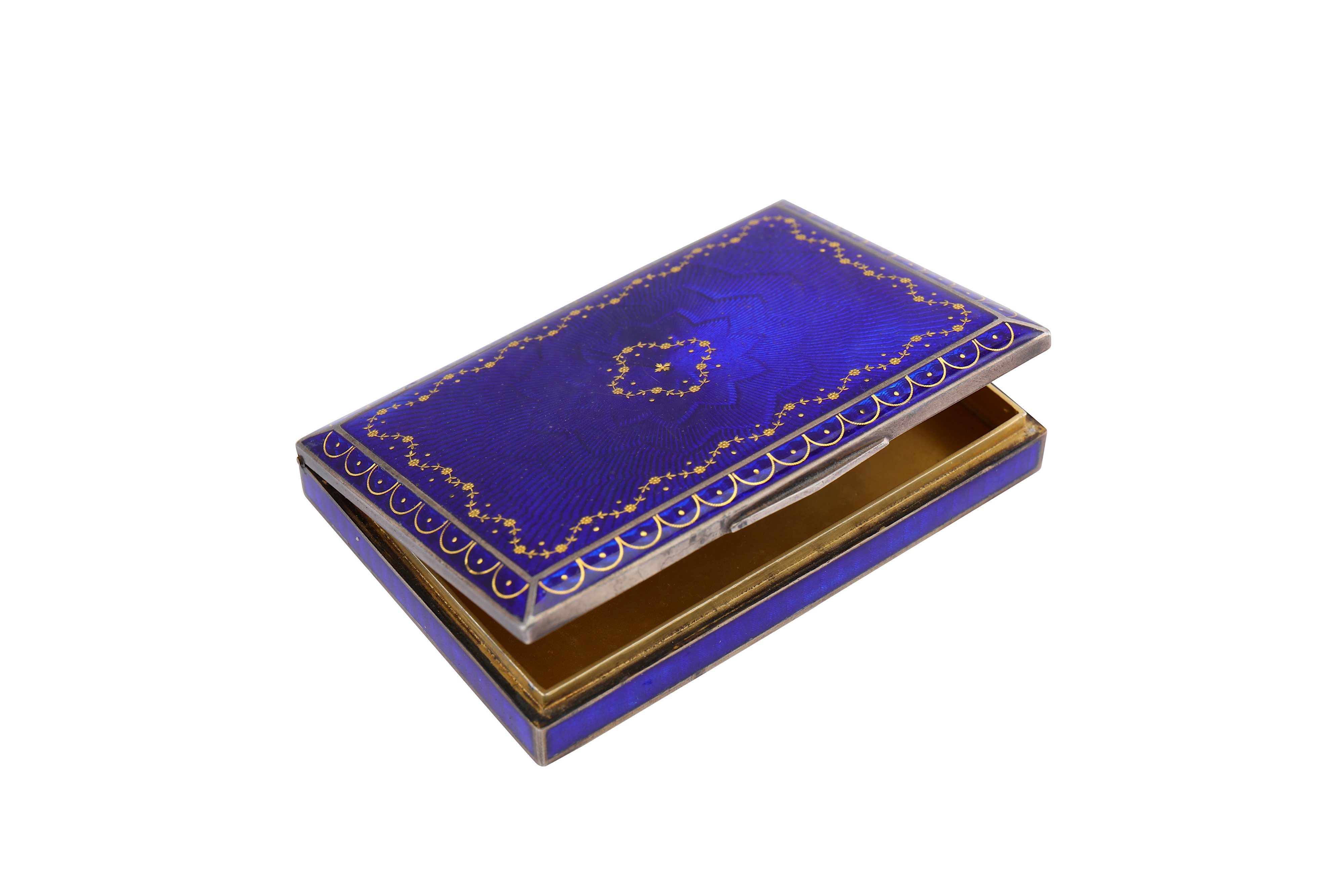 An early 20th century Austrian 900 standard silver and guilloche enamel cigarette case, Vienna circa - Image 3 of 6