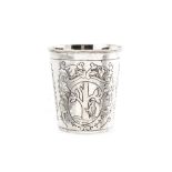 An Elizabeth I Russian 84 zolotnik (875 standard) silver beaker, Moscow 1745 by Grigory Ivanov Sereb