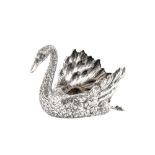 A late 20th century Italian sterling silver swan jardinere / cenerpiece, Milan circa 1975 by Buccell