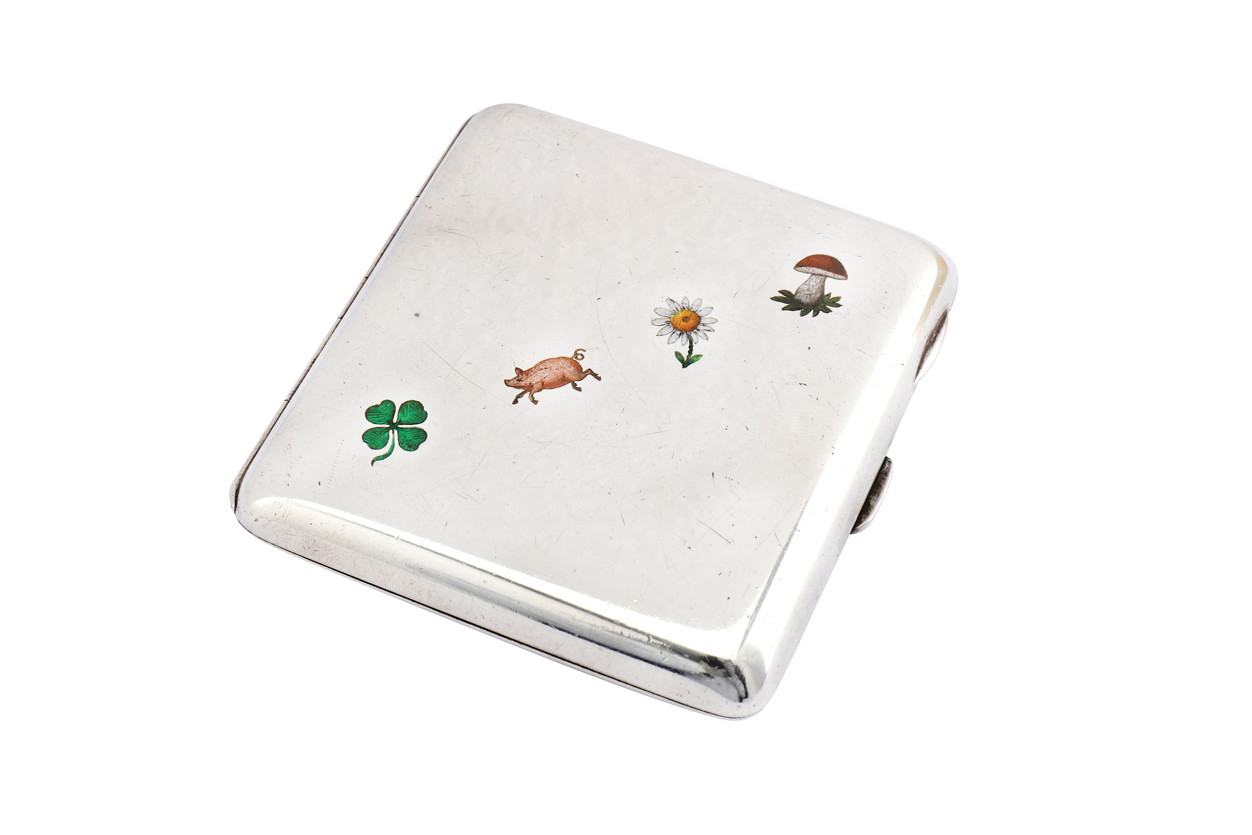 A late 19th / early 20th Austrian 900 standard silver and enamel cigreatte case, Vienna 1882-1922 by