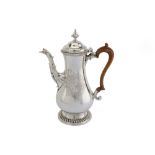 An early George III sterling silver coffee pot, London 1765 by Charles Wright and Thomas Whipham
