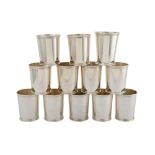 AMENDED - A matched set of twelve late 20th century American sterling silver beakers