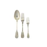 Fiddle pattern - A George IV sterling silver part- table service of flatware / canteen