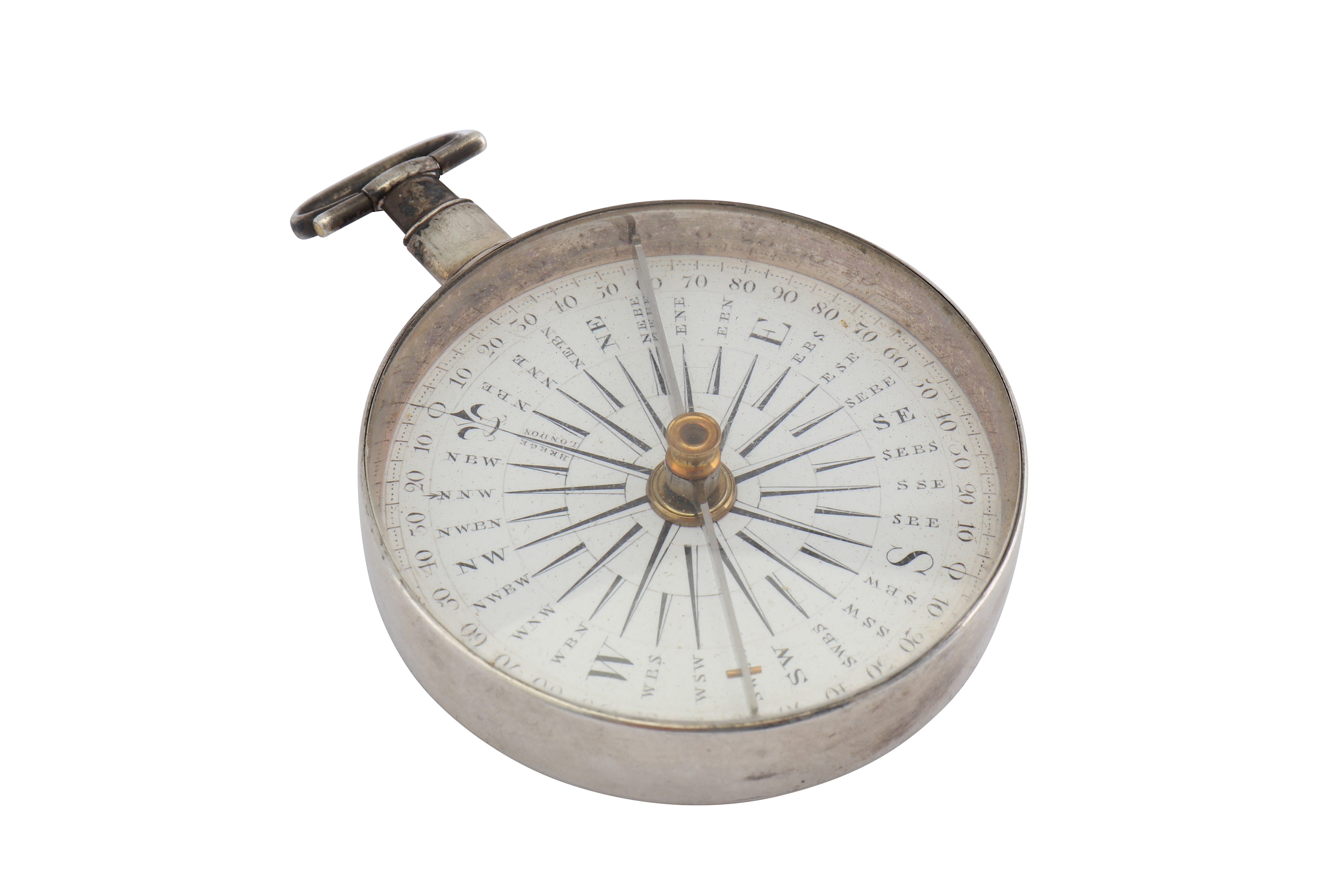 A George III sterling silver mounted compass, London 1812, no makers mark