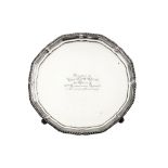 Military RAC Second World War interest - A George VI sterling silver salver, London 1943 by F T Ray