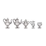 A rare mid-19th century American coin silver (900 standard) five-piece twin coffee service, New-York