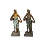 A MATCHED PAIR OF LATE 19TH / EARLY 20TH CENTURY AUSTRIAN GOLDSCHEIDER STYLE FIGURES OF ARABS