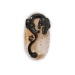 A CHINESE AGATE 'DRAGON' CARVING.