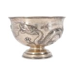 A CHINESE SILVER 'DRAGON' BOWL.