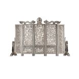A CHINESE SILVER MINIATURE FIVE-PANEL TABLE SCREEN.