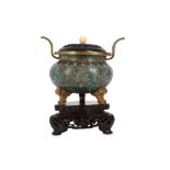 A CHINESE CLOISONNÉ ENAMEL INCENSE BURNER.