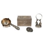 FOUR CHINESE SILVER ITEMS.