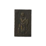 A SMALL BRONZE PLAQUE OF MADONNA.