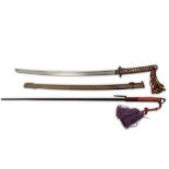 A JAPANESE MILITARY SWORD AND A JUTTE (JITTE).