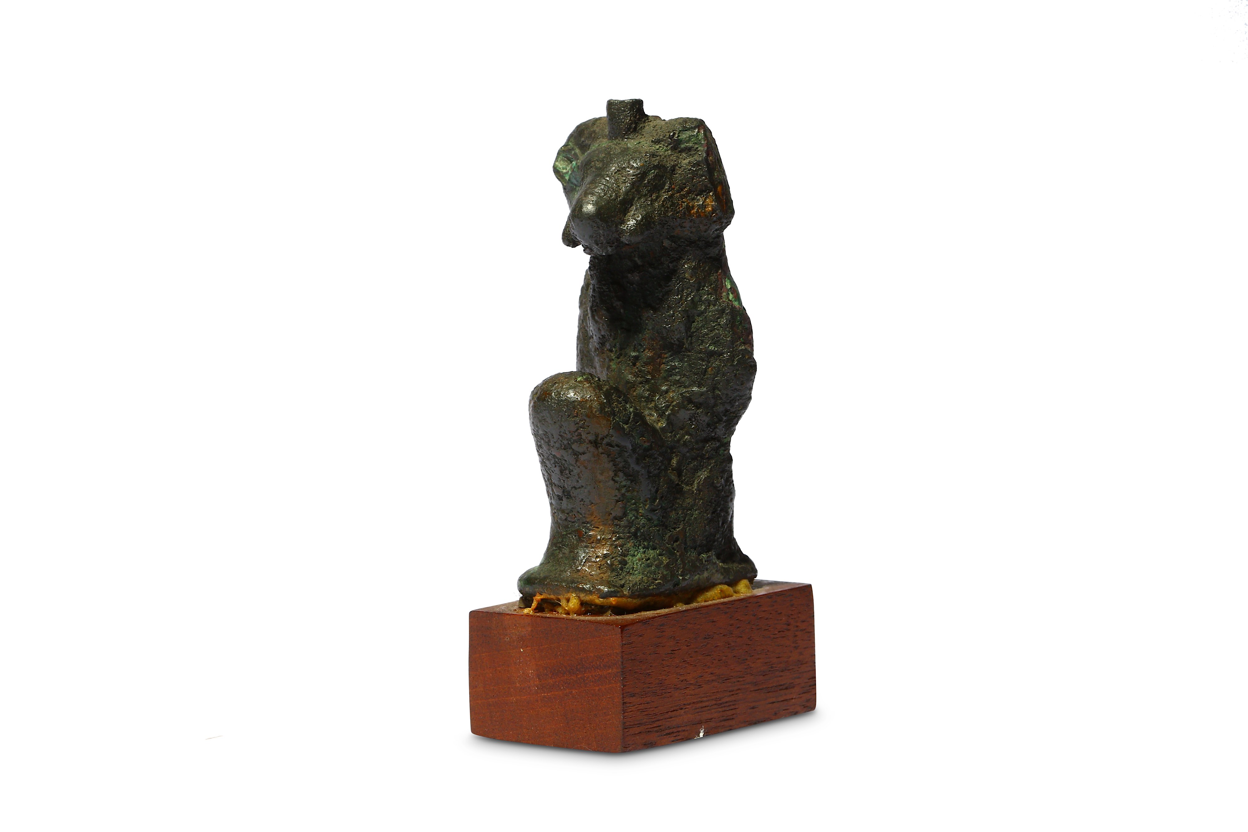 AN EGYPTIAN BRONZE FIGURE OF RAM-HEADED AMUN - Image 3 of 4