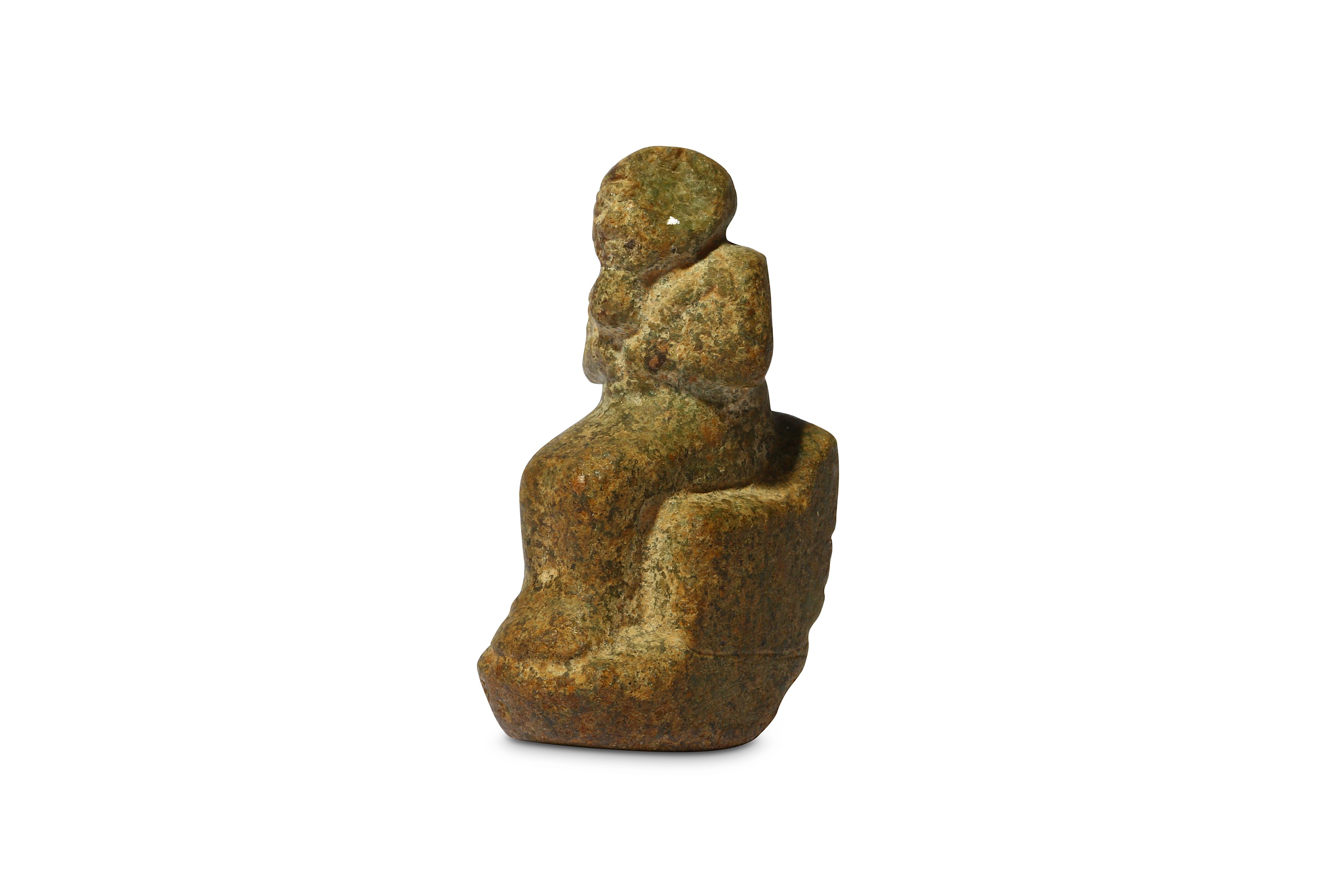 AN EGYPTIAN FELDSPAR SEATED PTAH - Image 3 of 4