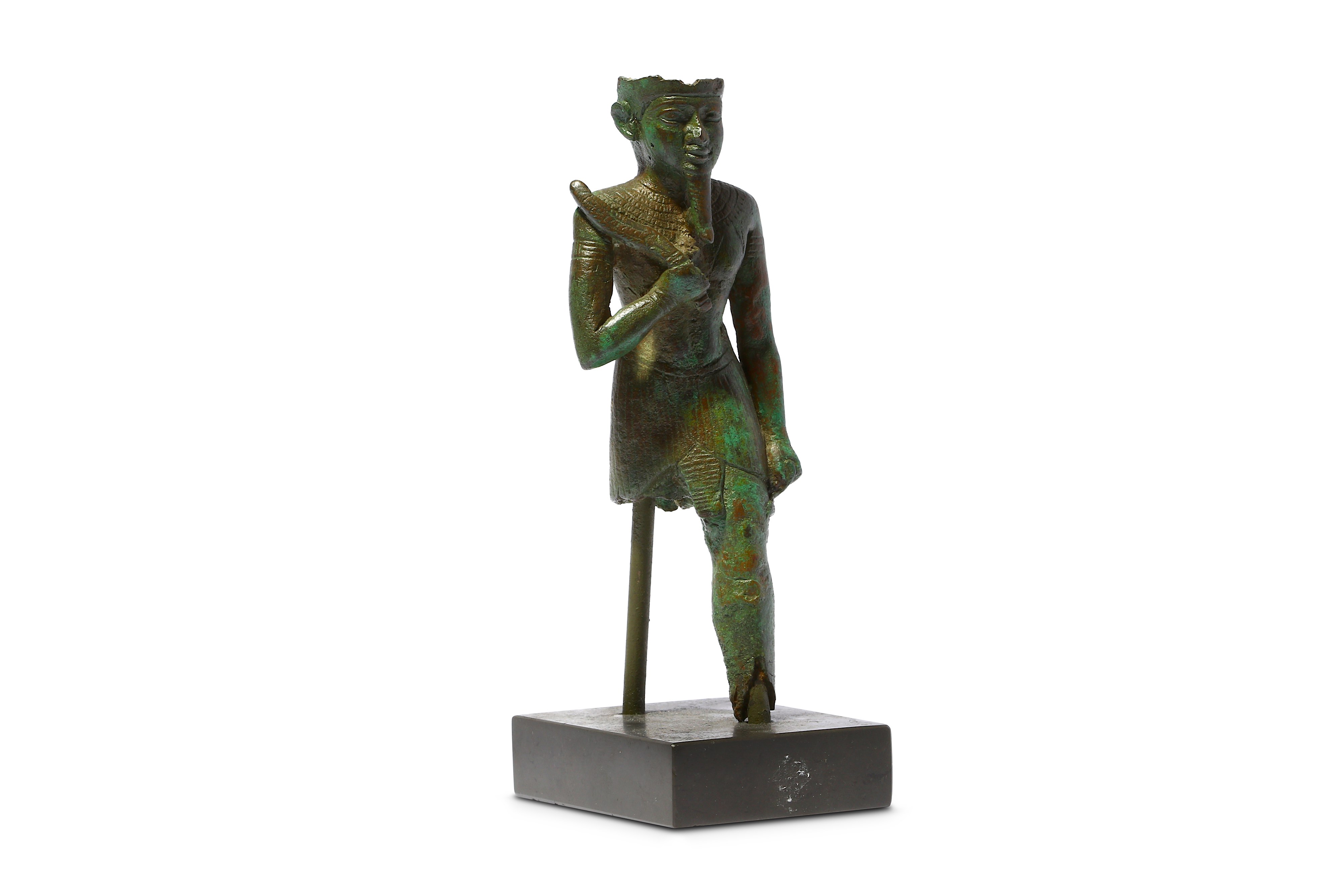 AN EGYPTIAN BRONZE FRAGMENTARY FIGURE OF AMUN - Image 2 of 4