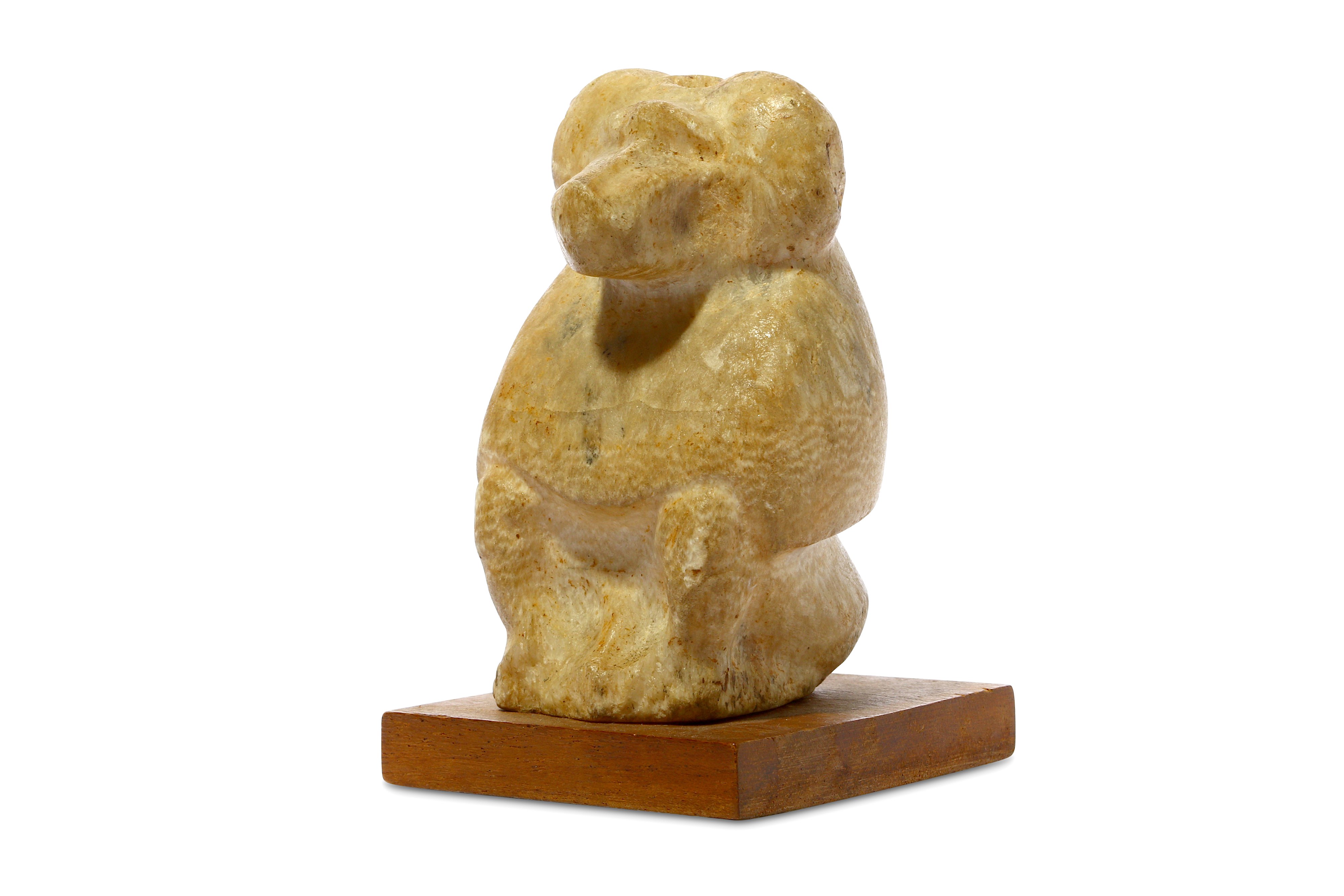 AN EGYPTIAN ALABASTER BABOON