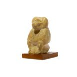 AN EGYPTIAN ALABASTER BABOON