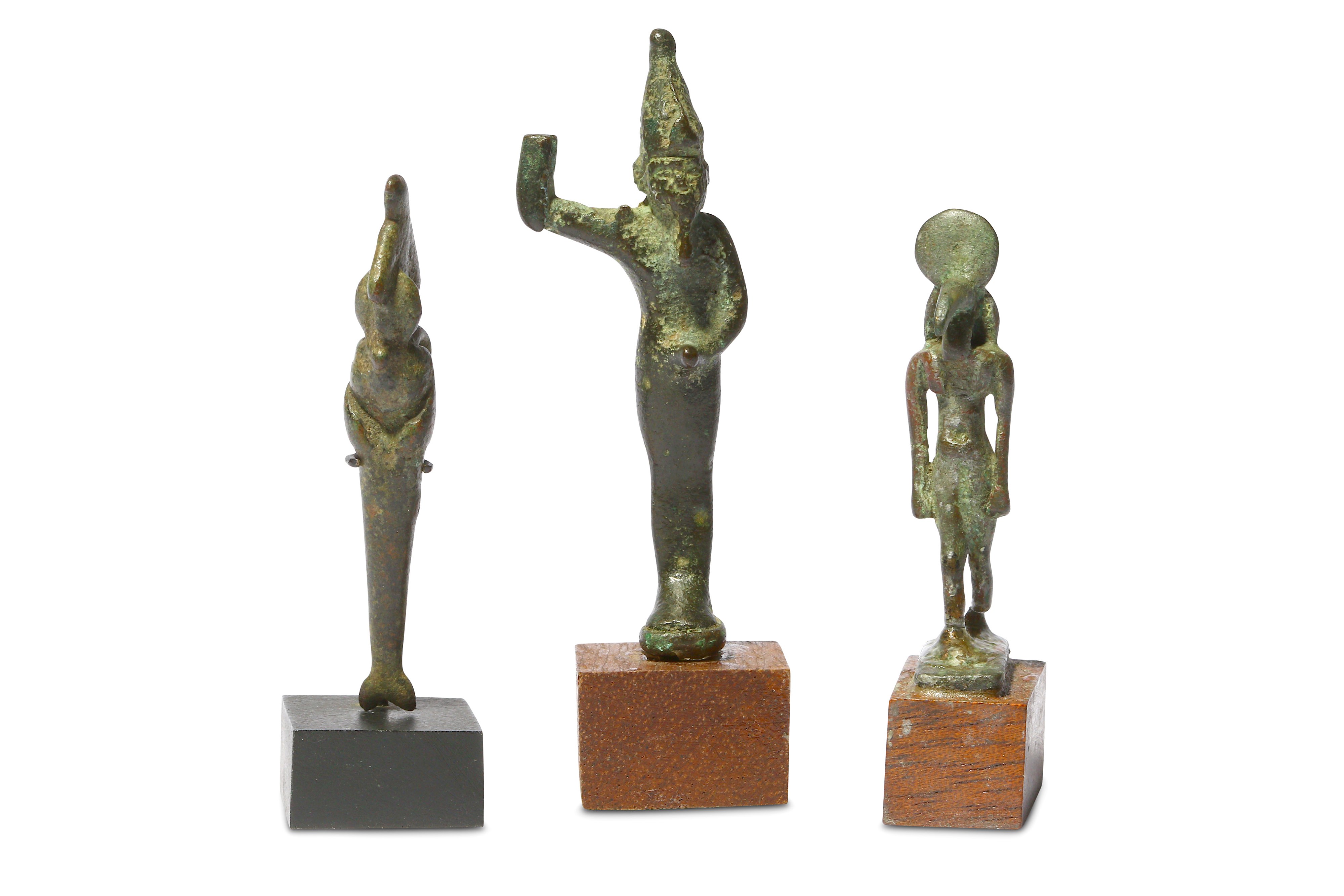 A GROUP OF EGYPTIAN BRONZE FIGURES