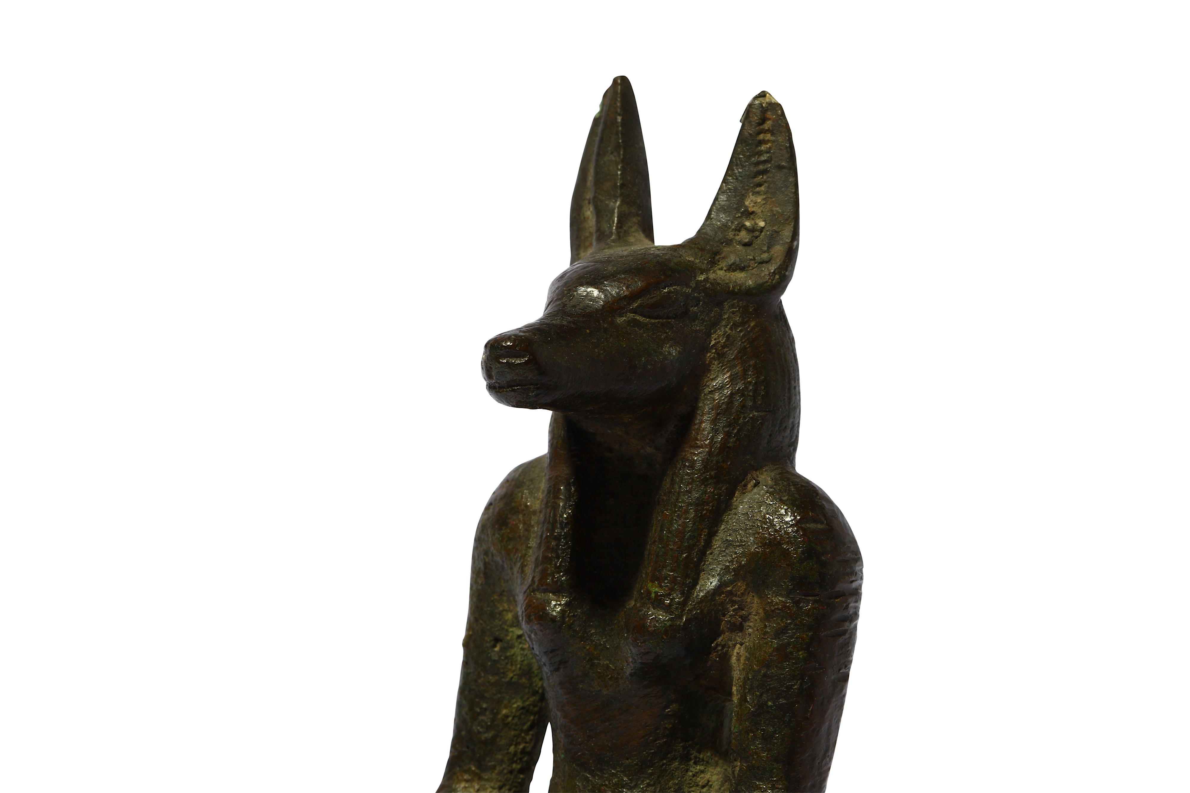 AN EGYPTIAN BRONZE FIGURE OF JACKAL-HEADED ANUBIS - Image 4 of 4