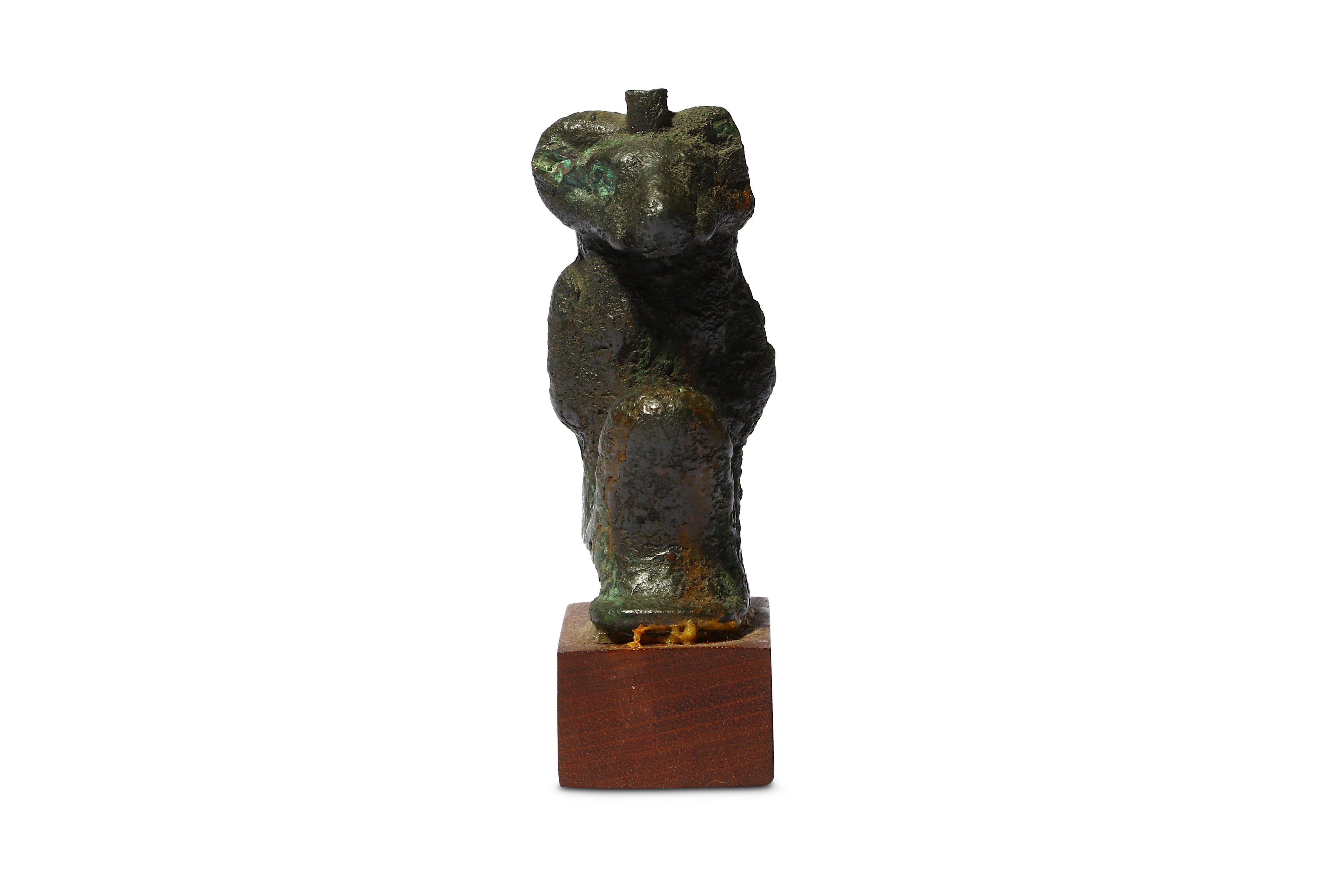 AN EGYPTIAN BRONZE FIGURE OF RAM-HEADED AMUN - Image 2 of 4