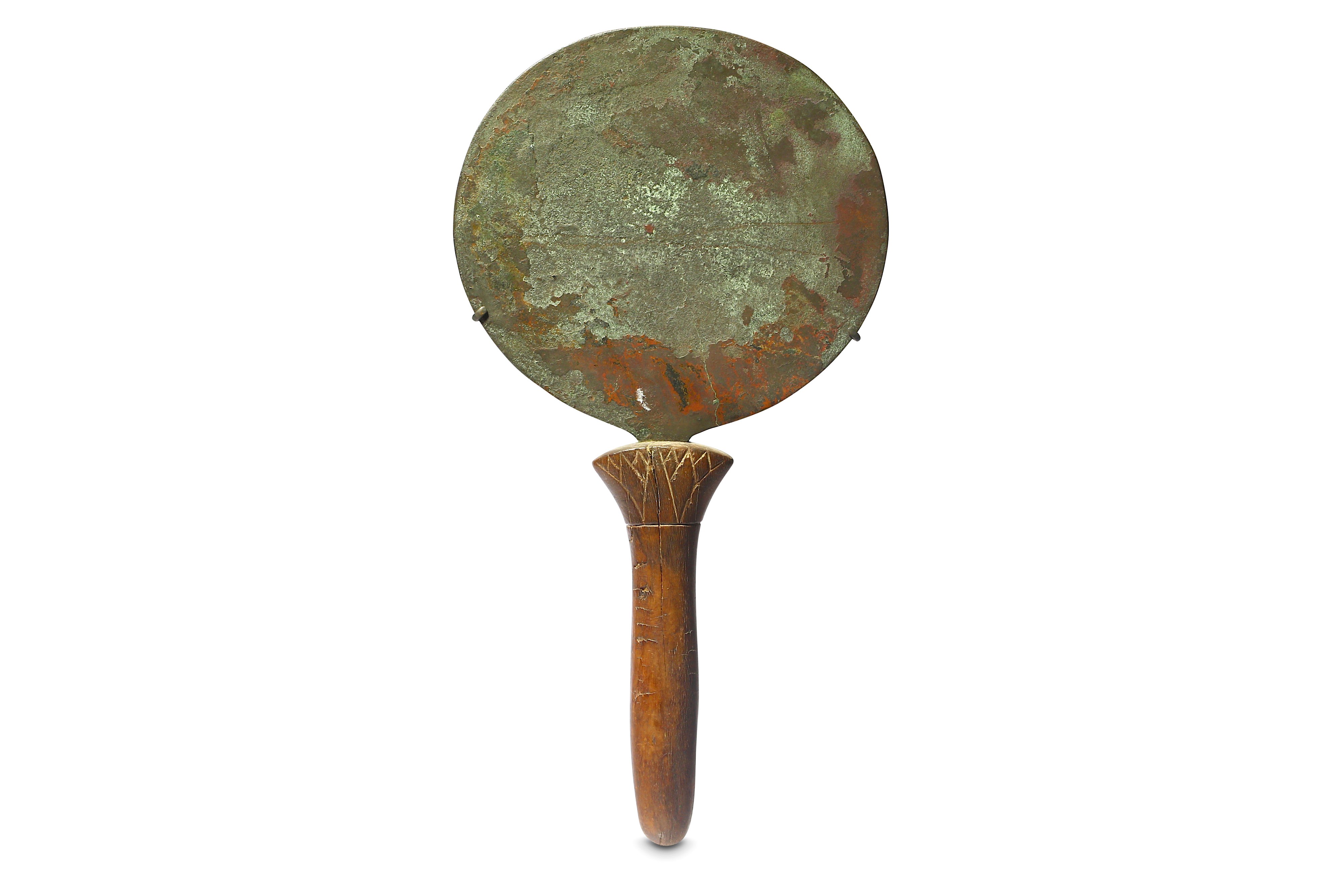 AN EGYPTIAN BRONZE MIRROR