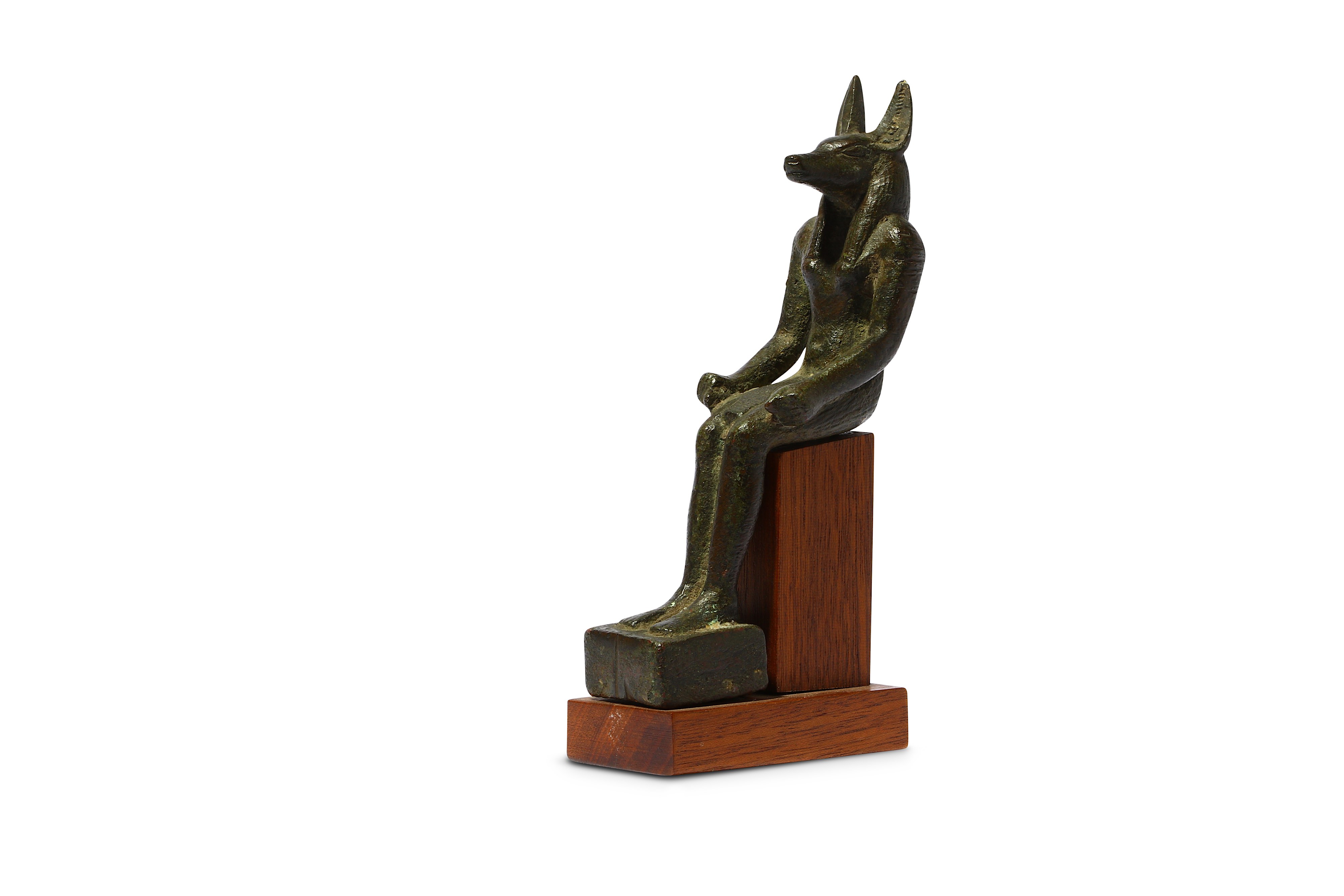 AN EGYPTIAN BRONZE FIGURE OF JACKAL-HEADED ANUBIS - Image 3 of 4