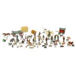 A large collection of lead farm animals, figures and buildings to include Britains toys