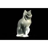 Rene Lalique - a frosted glass model of a seated cat, 'Chat Assis',