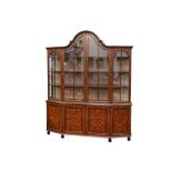 An 18th Century style Dutch marquetry inlaid mahogany display cabinet