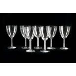 A set of seven Lalique glass Phalsbourg red wine goblets
