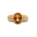 A citrine single-stone ring