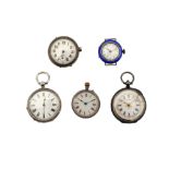 5 SILVER POCKET WATCHES