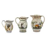 A group of three Prattware jugs to inlcude Admiral Nelson and Captain Berry, circa 1805