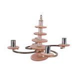 An Art Deco pendant pink glass light fitting or chandelier,