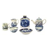 A group of 18th Century and later English blue and white porcelain