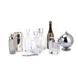 A collection of crystal decanters and similar items