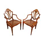 A pair of Wright and Mansfield style Sheraton revival chairs, circa 1880,